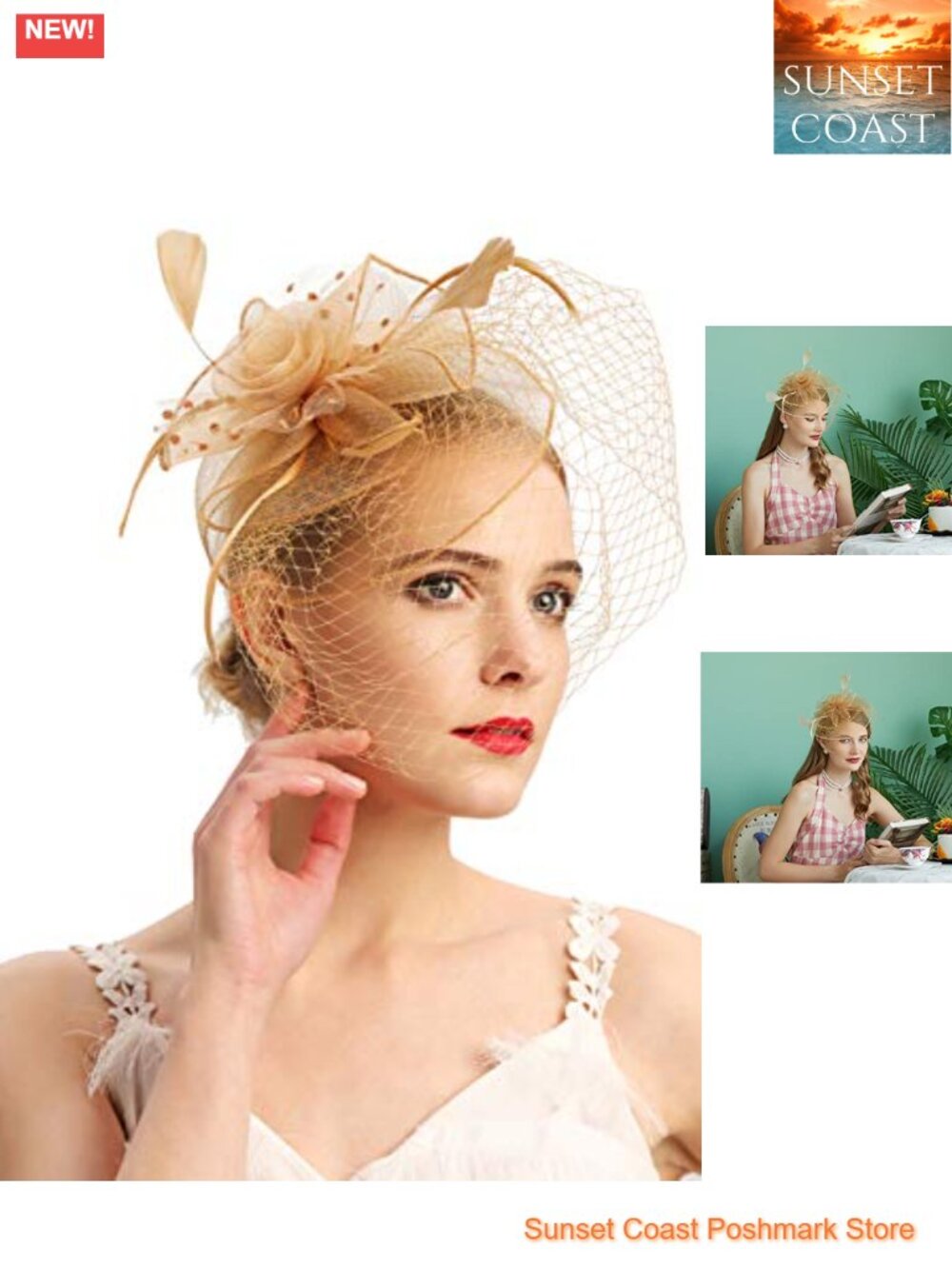Fascinator Hat with Veil Pillbox Cocktail Tea Party Headwear
